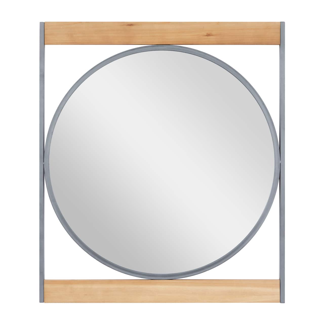 Brown Iron Industrial Wall Mirror, 34" x 30" x 1"